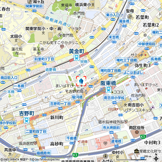 阪東橋支店付近の地図
